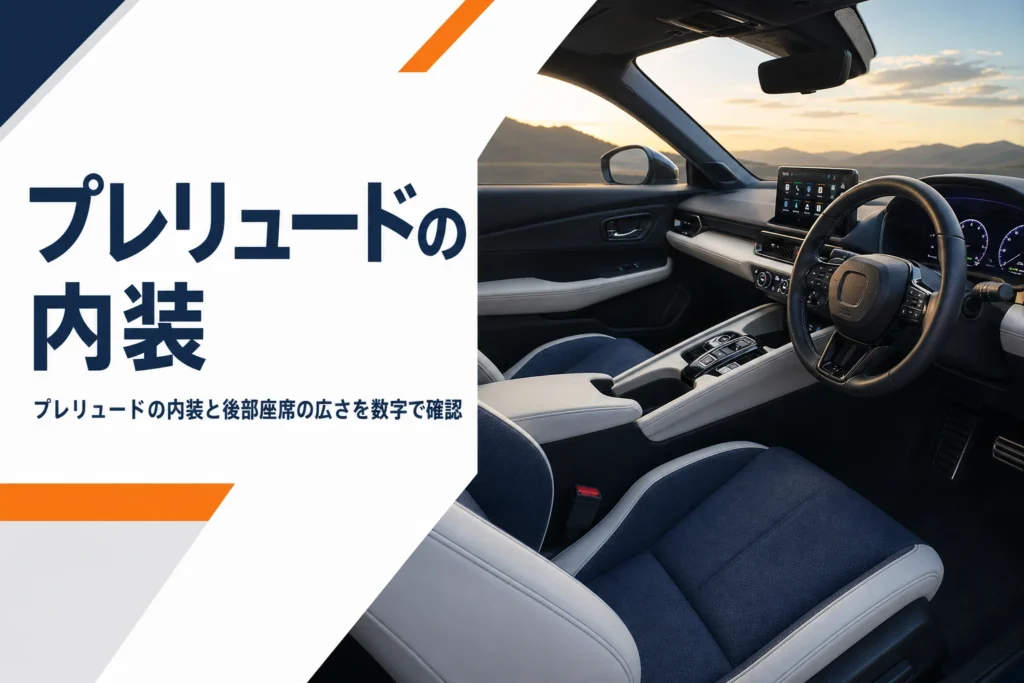 ブルーとホワイトのシートが並ぶプレリュードの車内