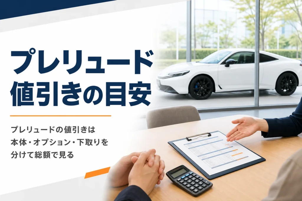 プレリュードの見積書を前に値引きを確認する商談テーブル