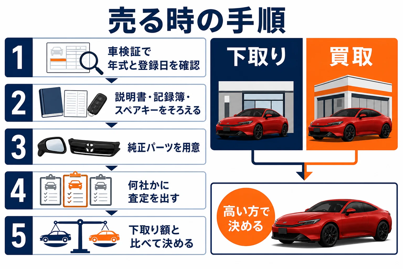 プレリュードを売る時に損しにくい5つの手順の図解