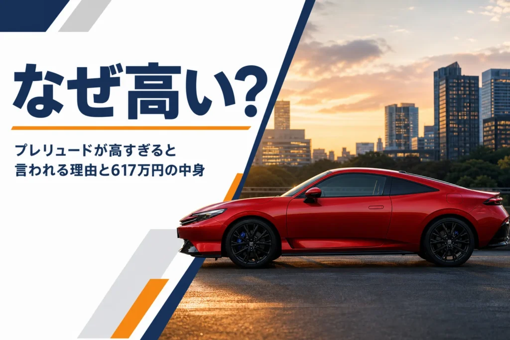 夕方の街に停まるプレリュードの側面のイメージ