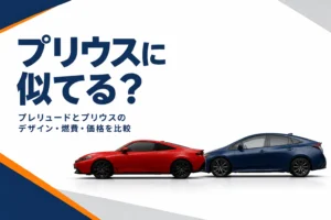 真横から並べた低い2ドアクーペと5ドアハイブリッド車のシルエット